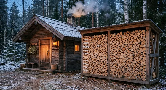 Укладка дров в Лунёве, улица Рябиновая, 12